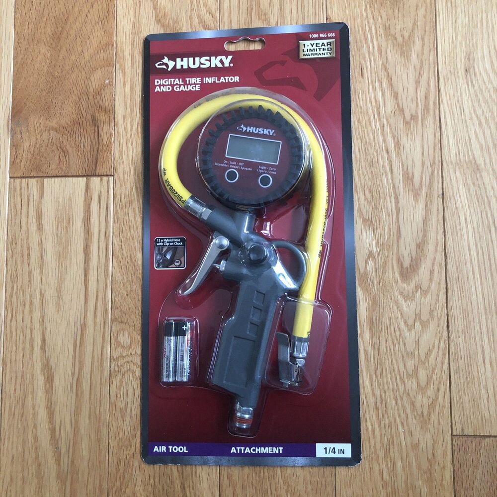 Husky Easy View Tire Inflator w/ Air Pressure Gauge Lock On Chuck Pistol Grip